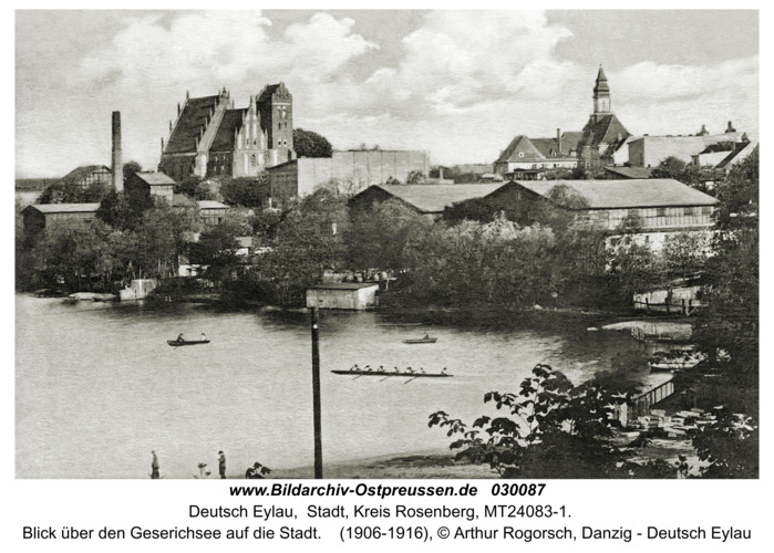 Deutsch Eylau, Blick über den Geserichsee auf die Stadt