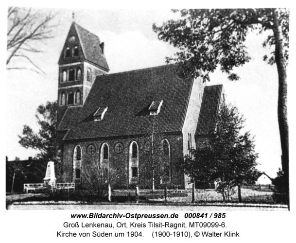 Groß Lenkenau, Kirche von Süden um 1904