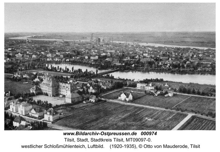 Tilsit, westlicher Schloßmühlenteich, Luftbild