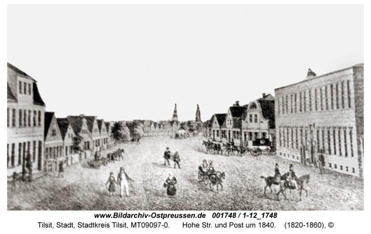 Tilsit, Hohe Str. und Post um 1840