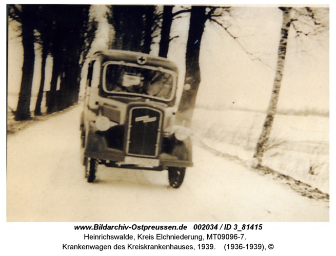 Heinrichswalde, Krankenwagen des Kreiskrankenhauses, 1939
