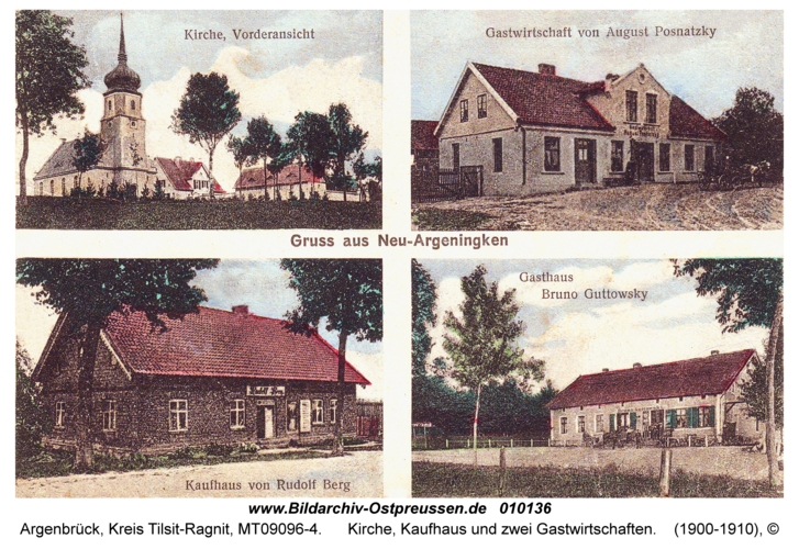 Argenbrück, Kirche, Kaufhaus und zwei Gastwirtschaften