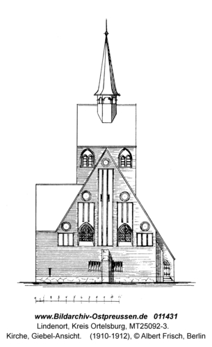 Lindenort, Kirche, Giebel-Ansicht