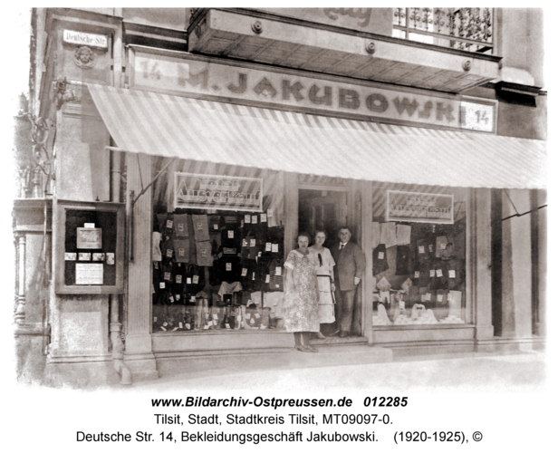 Tilsit, Deutsche Str. 14, Bekleidungsgeschäft Jakubowski