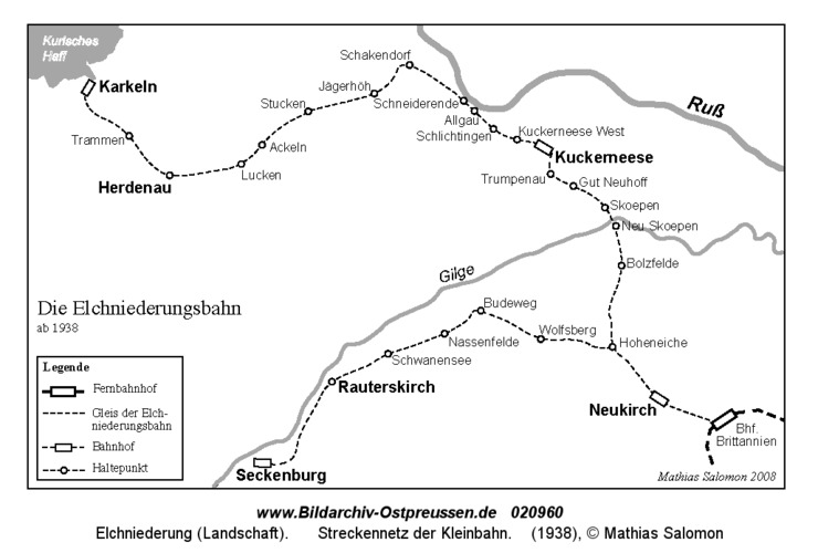 Elchniederung, Streckennetz der Kleinbahn