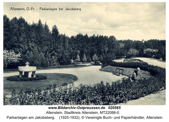 Allenstein, Parkanlagen am Jakobsberg