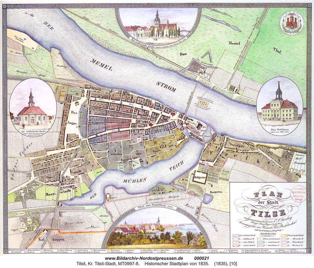 Tilsit, Historischer Stadtplan von 1835