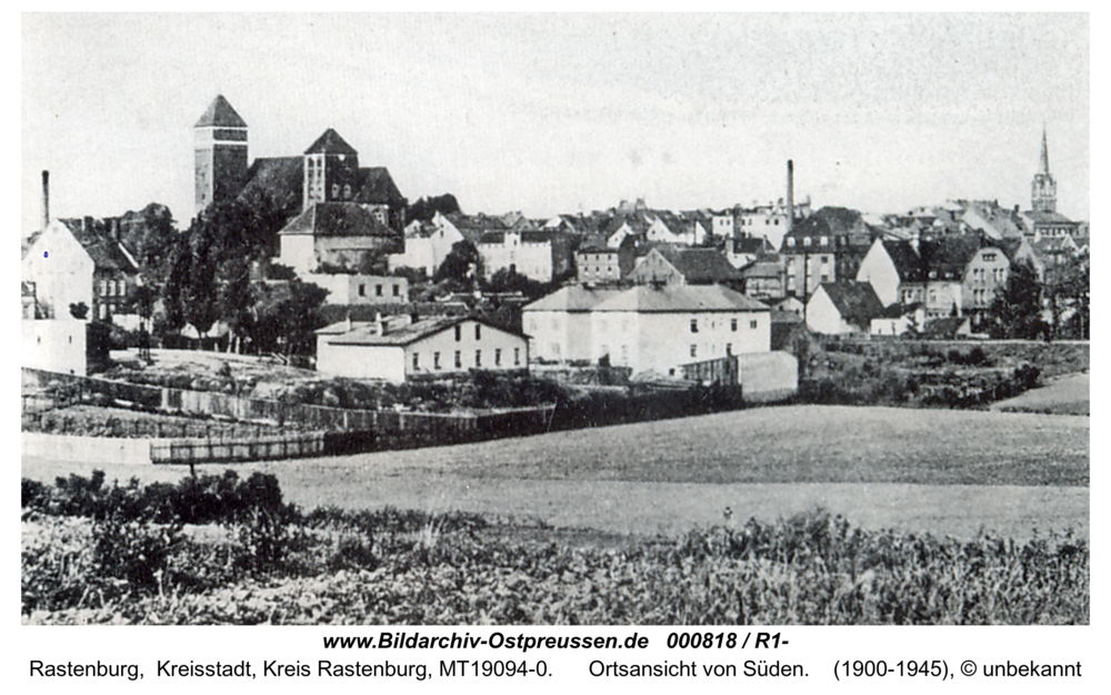 Rastenburg, Ortsansicht von Süden