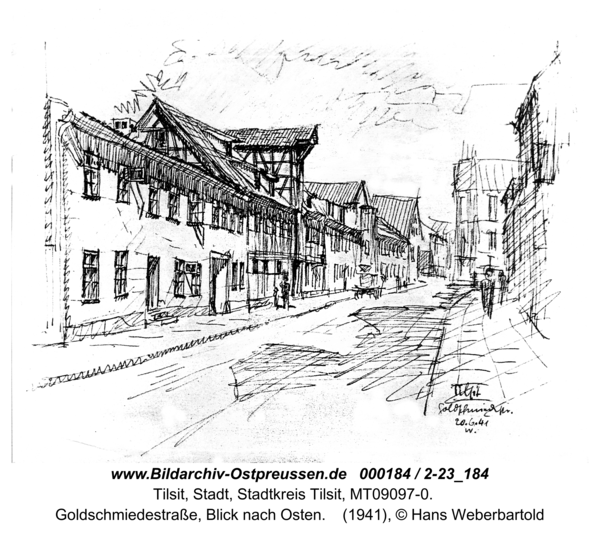 Tilsit, Goldschmiedestraße, Blick nach Osten