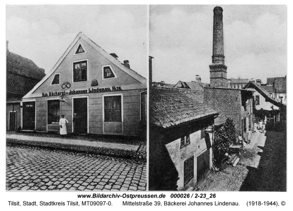 Tilsit, Mittelstraße 39, Bäckerei Johannes Lindenau