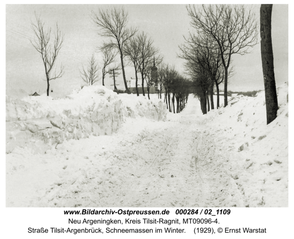 Argenbrück, Straße Tilsit-Argenbrück, Schneemassen im Winter