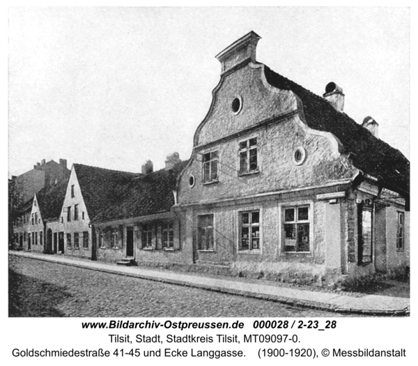 Tilsit, Goldschmiedestraße 41-45 und Ecke Langgasse