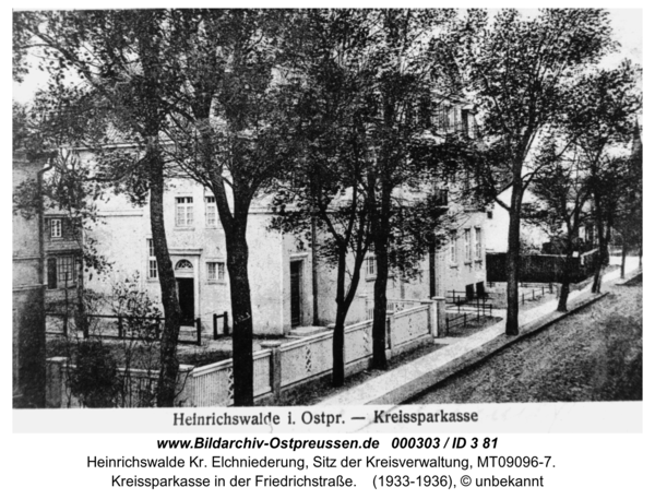 Heinrichswalde, Kreissparkasse in der Friedrichstraße