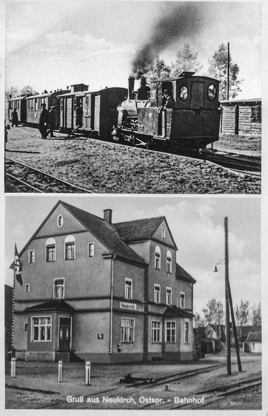 Neukirch, Eingefahrener Zug der Niederungsbahn, Bahnhof