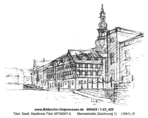 Tilsit, Memelstraße (Zeichnung 1)
