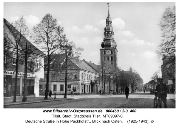 Tilsit, Deutsche Straße in Höhe Packhofstr., Blick nach Osten