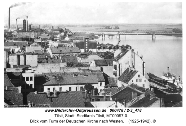 Tilsit, Blick vom Turm der Deutschen Kirche nach Westen