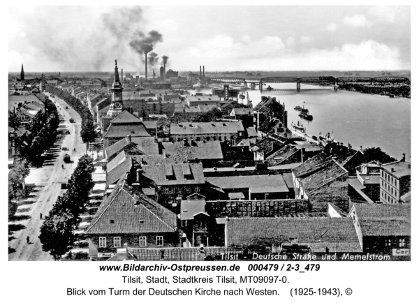 Tilsit, Blick vom Turm der Deutschen Kirche nach Westen