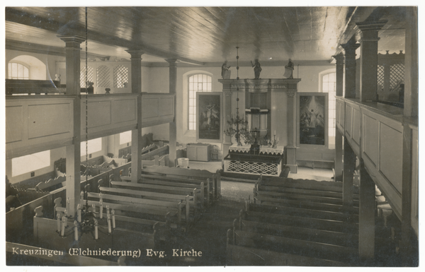 Kreuzingen, ev. Kirche, Blick in das Kircheninnere