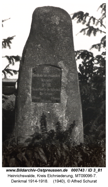 Heinrichswalde, Denkmal 1914-1918