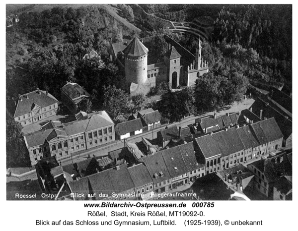 Rößel, Blick auf das Schloss und Gymnasium, Luftbild