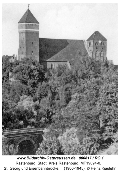 Rastenburg, St. Georg und Eisenbahnbrücke