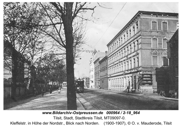 Tilsit, Kleffelstr. in Höhe der Nordstr., Blick nach Norden