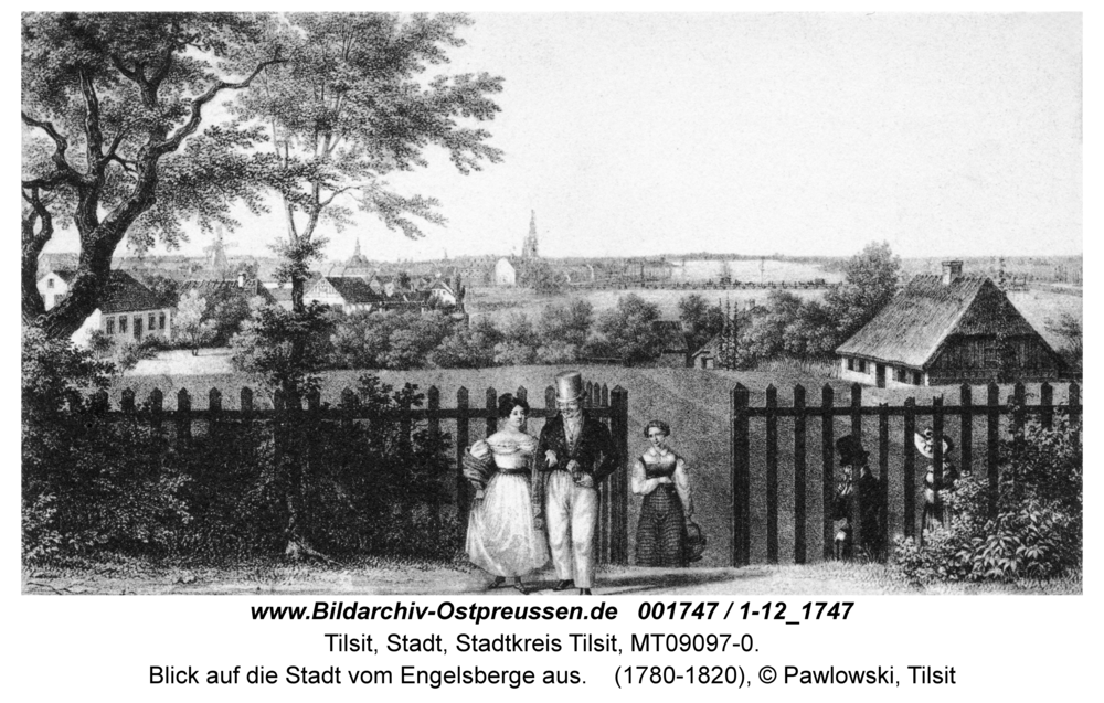 Tilsit, Blick auf die Stadt vom Engelsberge aus