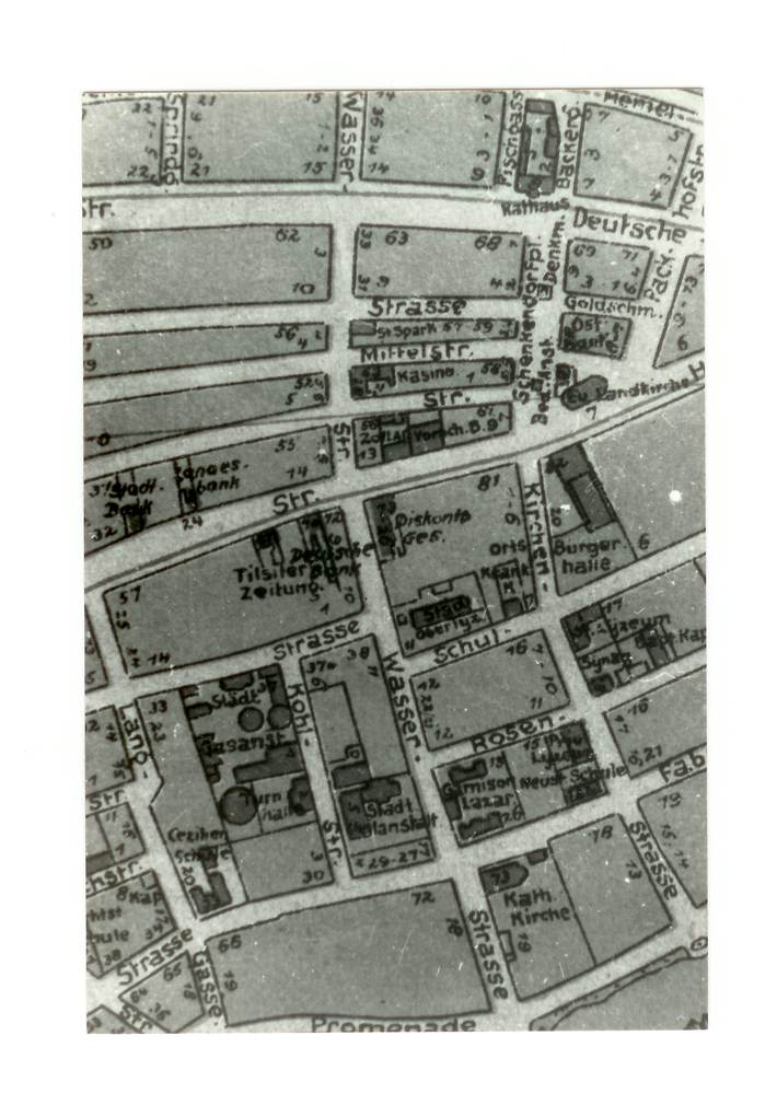 Tilsit, Ausschnitt aus einem Stadtplan von ca. 1917