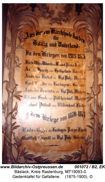 Bäslack, Kirche, Gedenktafel für Gefallene