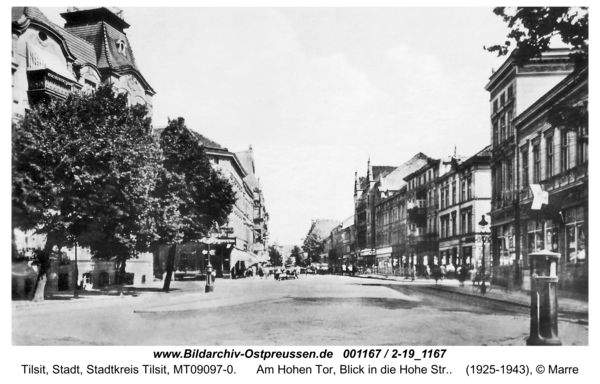 Tilsit, Am Hohen Tor, Blick in die Hohe Str.