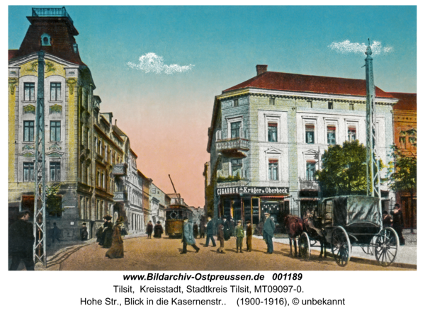 Tilsit, Hohe Str., Blick in die Kasernenstr.