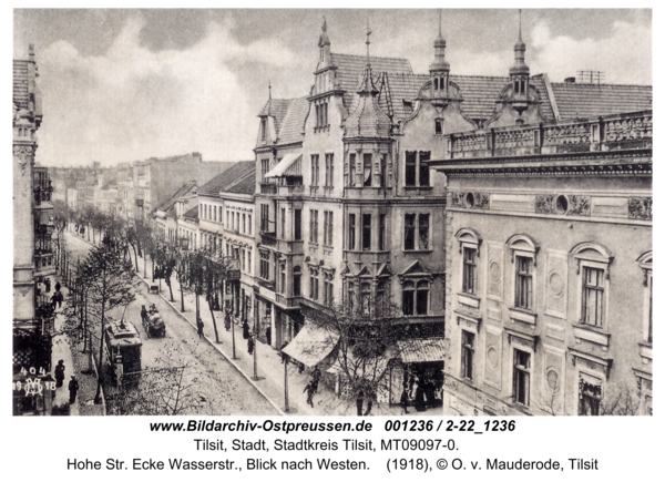 Tilsit, Hohe Str. Ecke Wasserstr., Blick nach Westen