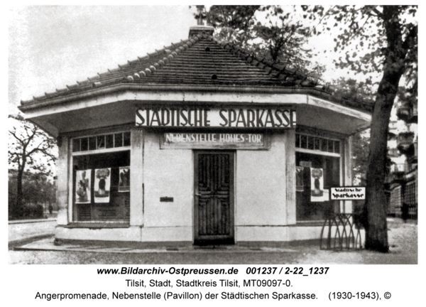 Tilsit, Angerpromenade, Nebenstelle (Pavillon) der Städtischen Sparkasse