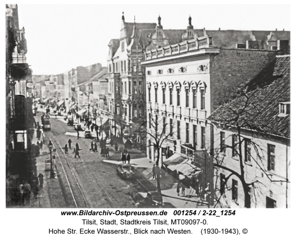 Tilsit, Hohe Str. Ecke Wasserstr., Blick nach Westen