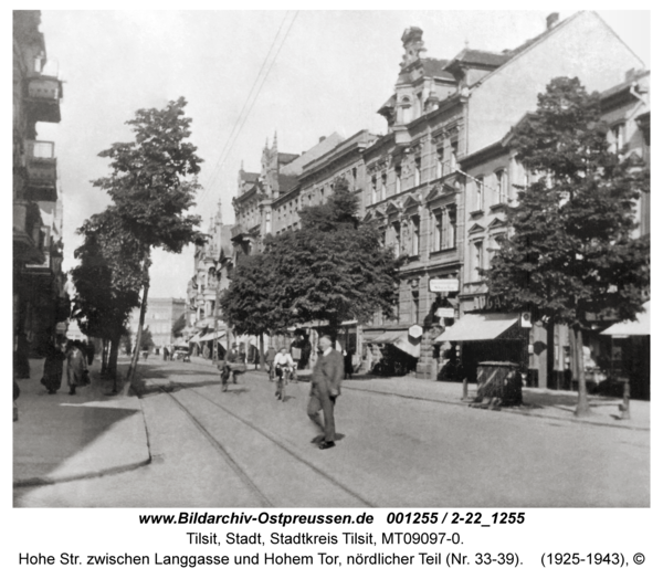 Tilsit, Hohe Str. zwischen Langgasse und Hohem Tor, nördlicher Teil (Nr. 33-39)