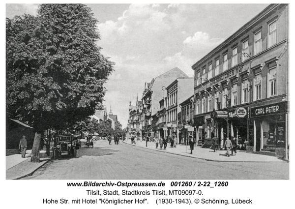 Tilsit, Hohe Str. mit Hotel "Königlicher Hof"