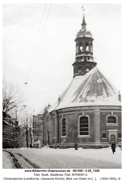 Tilsit, Christuskirche (Landkirche, Litauische Kirche), Blick von Osten im Winter