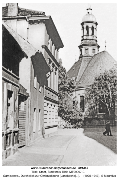 Tilsit, Garnisonstr., Durchblick zur Christuskirche (Landkirche, Litauische Kirche)