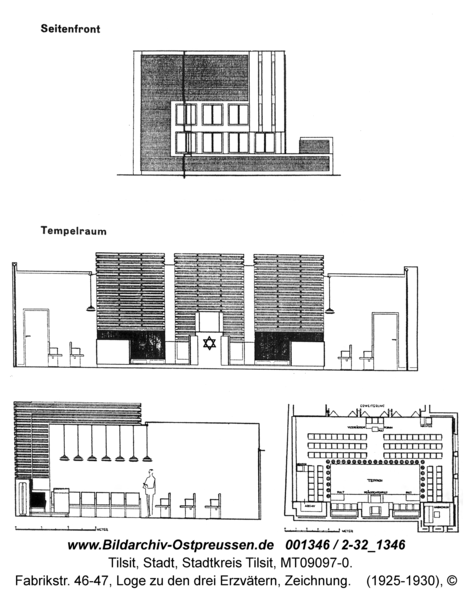 Tilsit, Fabrikstr. 46-47, Loge zu den drei Erzvätern, Zeichnung