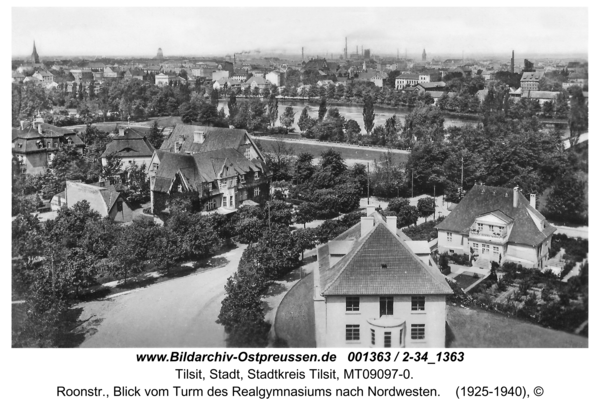 Tilsit, Roonstr., Blick vom Turm des Realgymnasiums nach Nordwesten