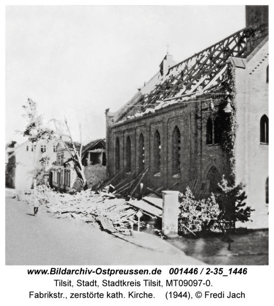 Tilsit, Fabrikstr., zerstörte kath. Kirche