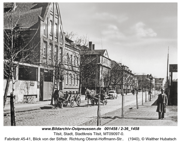 Tilsit, Fabrikstr.45-41, Blick von der Stiftstr. Richtung Oberst-Hoffmann-Str.