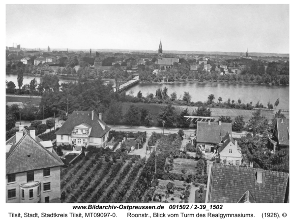 Tilsit, Roonstr., Blick vom Turm des Realgymnasiums
