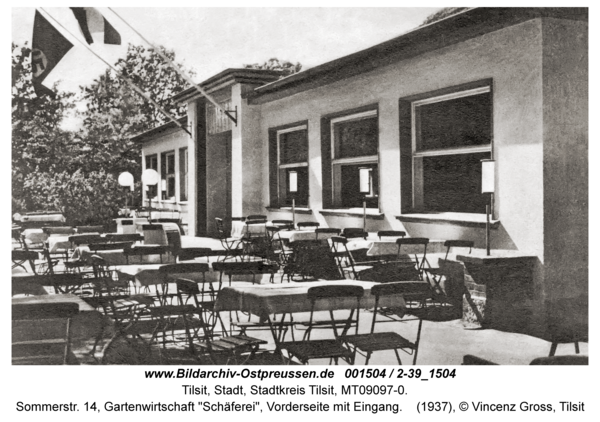 Tilsit, Sommerstr. 14, Gartenwirtschaft "Schäferei", Vorderseite mit Eingang