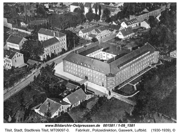 Tilsit, Fabrikstr., Polizeidirektion, Gaswerk, Luftbild