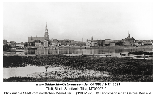 Tilsit, Blick auf die Stadt vom nördlichen Memelufer