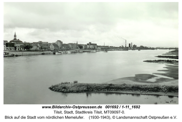 Tilsit, Blick auf die Stadt vom nördlichen Memelufer