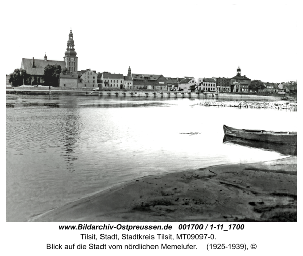 Tilsit, Blick auf die Stadt vom nördlichen Memelufer