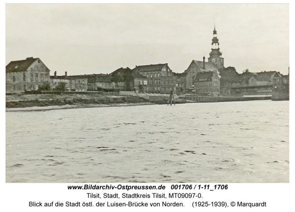 Tilsit, Blick auf die Stadt östl. der Luisen-Brücke von Norden